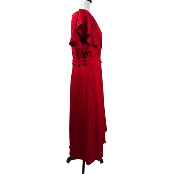 DKNY Women's Flutter Sleeve V-Neck Wrap (Scarlet) Dress Size 12 V-Day Gift!! - Picture 6 of 10